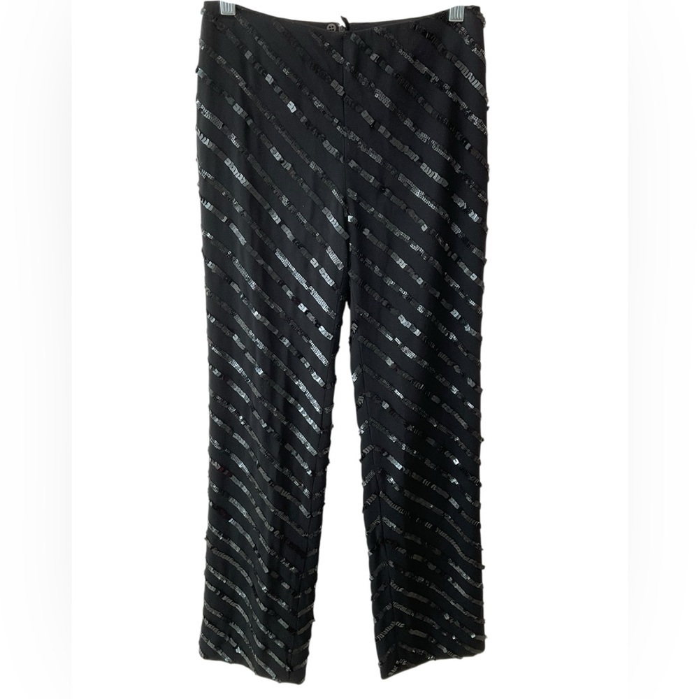 Giorgio Armani Black Sequin Pants Silk Blend Evening Party Glam Italy S